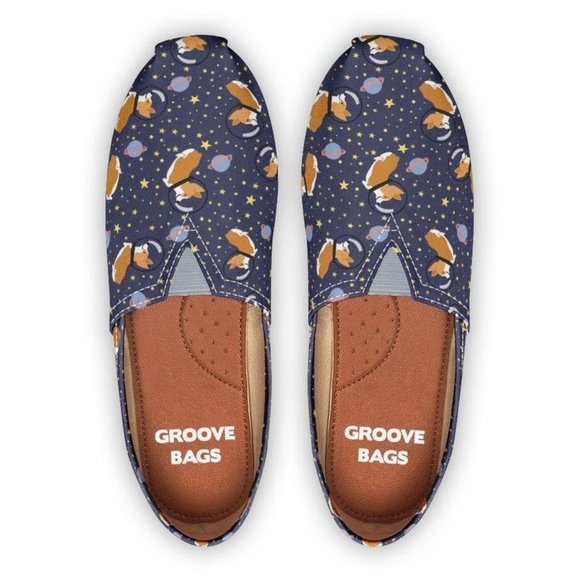 Groove Bags Space Corgi Slip-Ons Ballet Flats Loafers Dog Dogs Puppy Pups Tom's - Picture 1 of 15